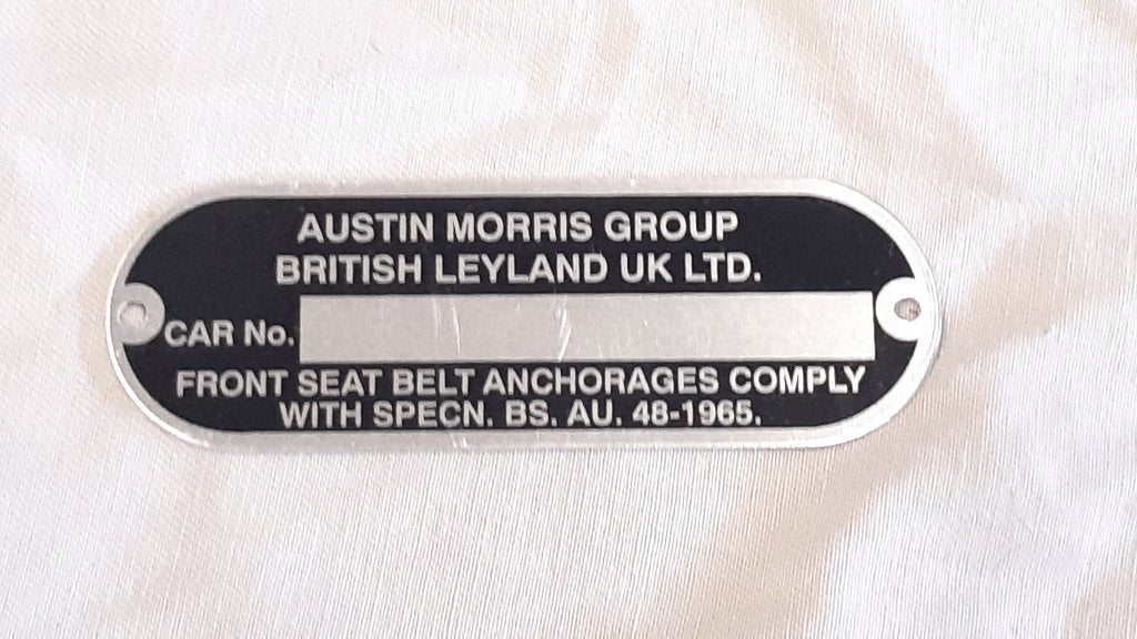 Mini plaque d'identification Austin Morris Chassis Classic, Enlèvement, Neuf, Mini