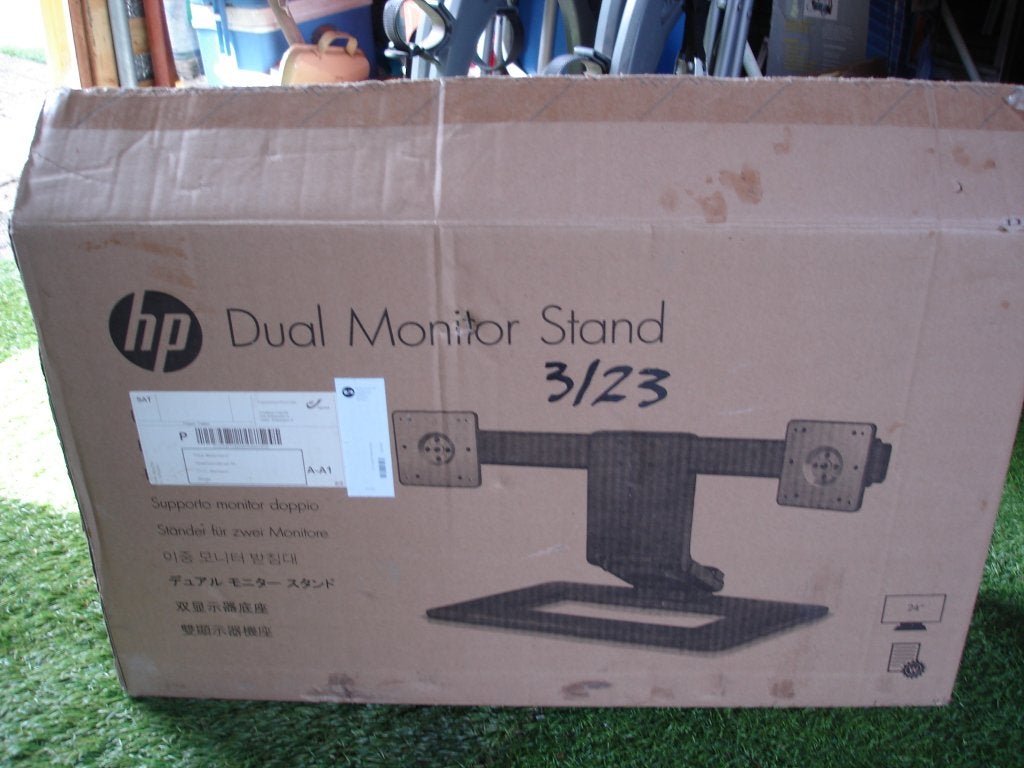 HP Dual Monitor Stand AW664AA Nieuw in doos was 170 euro!, Neuf, Hp, Max 2 x 24 inch, Enlèvement
