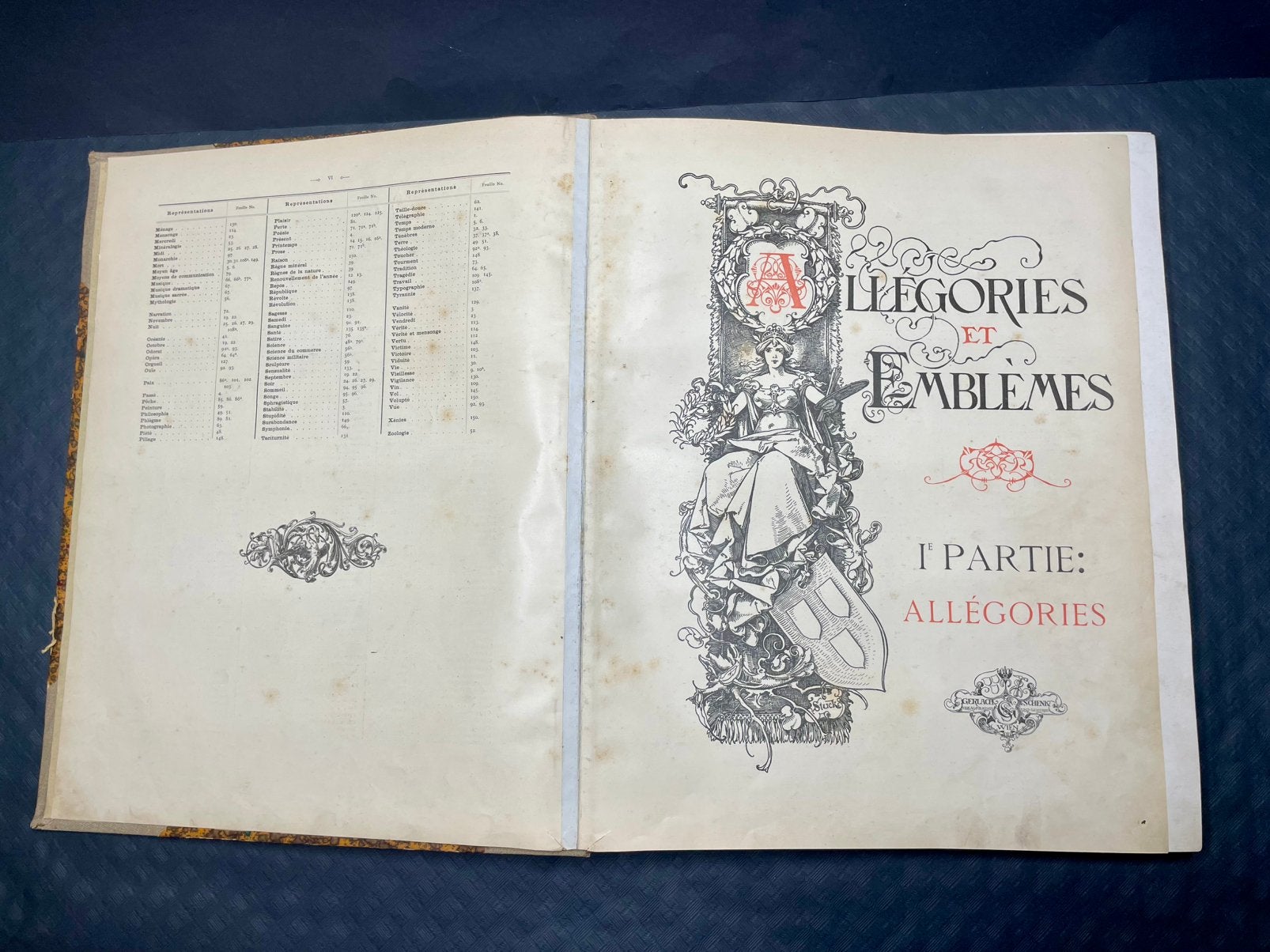 Rare Antieke boek GERLACH & SCHENK “ALLÉGORIES ET EMBLÈMES, Ophalen of Verzenden