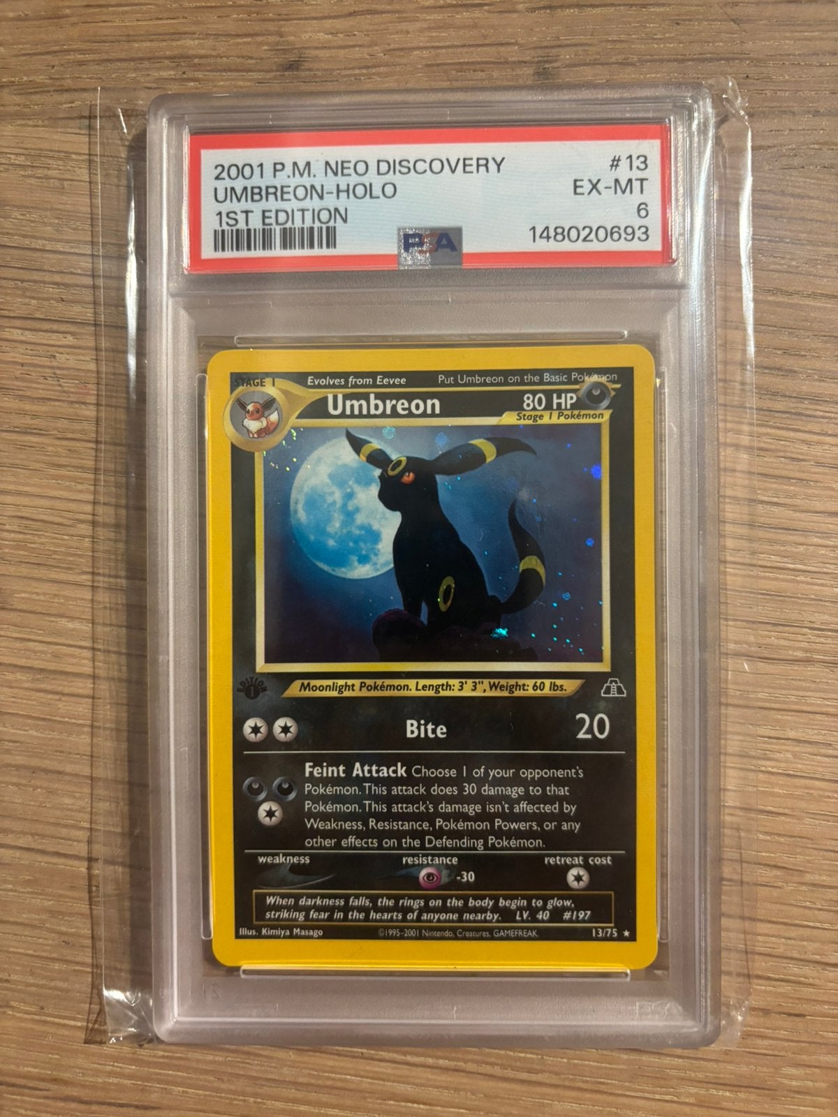 Pokemon kaart - Umbreon NDI - PSA - 1st edition, Ophalen, Nieuw, Losse kaart, Foil