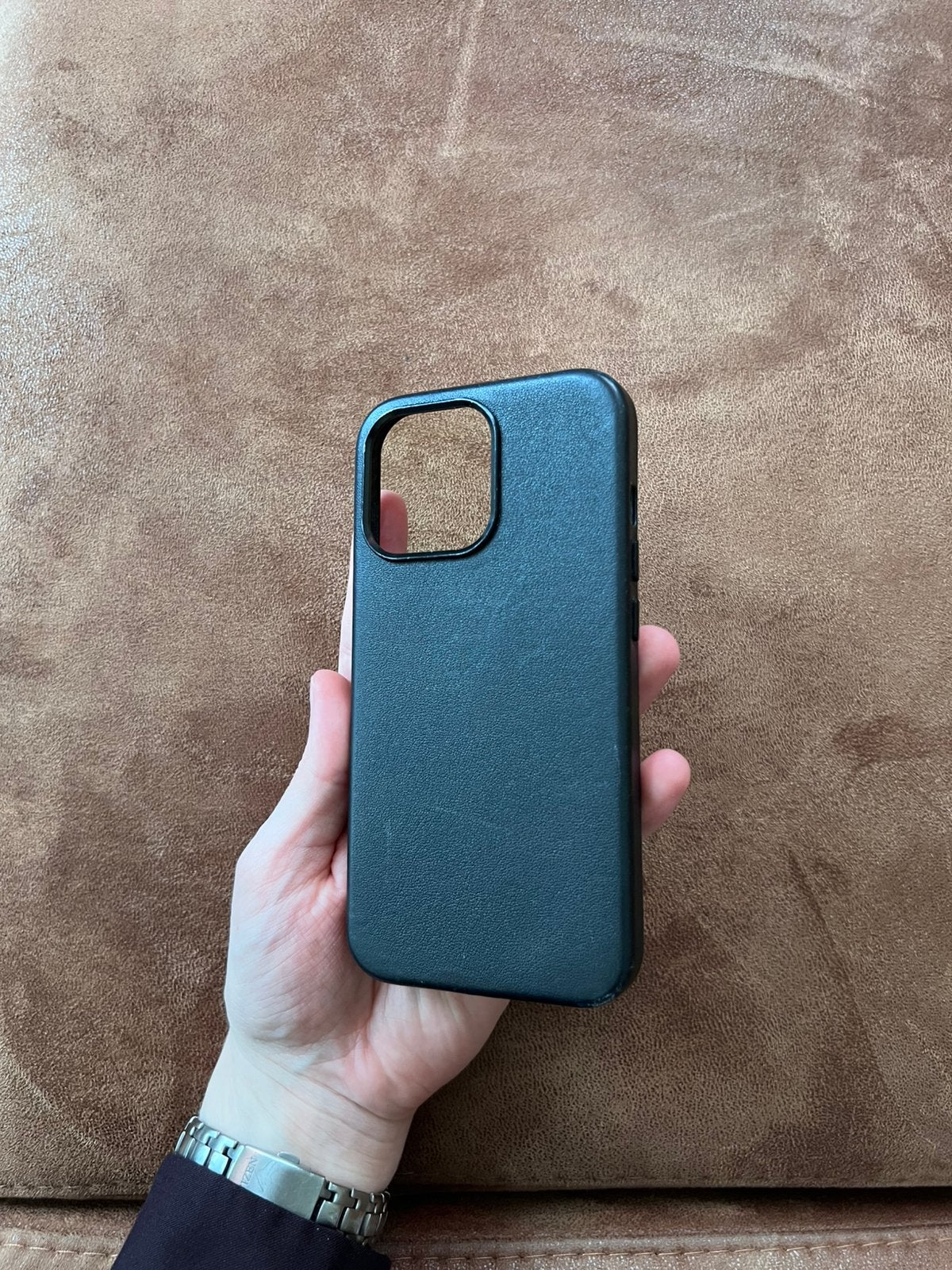 Leren smartphone hoesje iPhone 13 Pro - echt leer, Cuir, Anti-traces de doigts, Utilisé, Autres marques