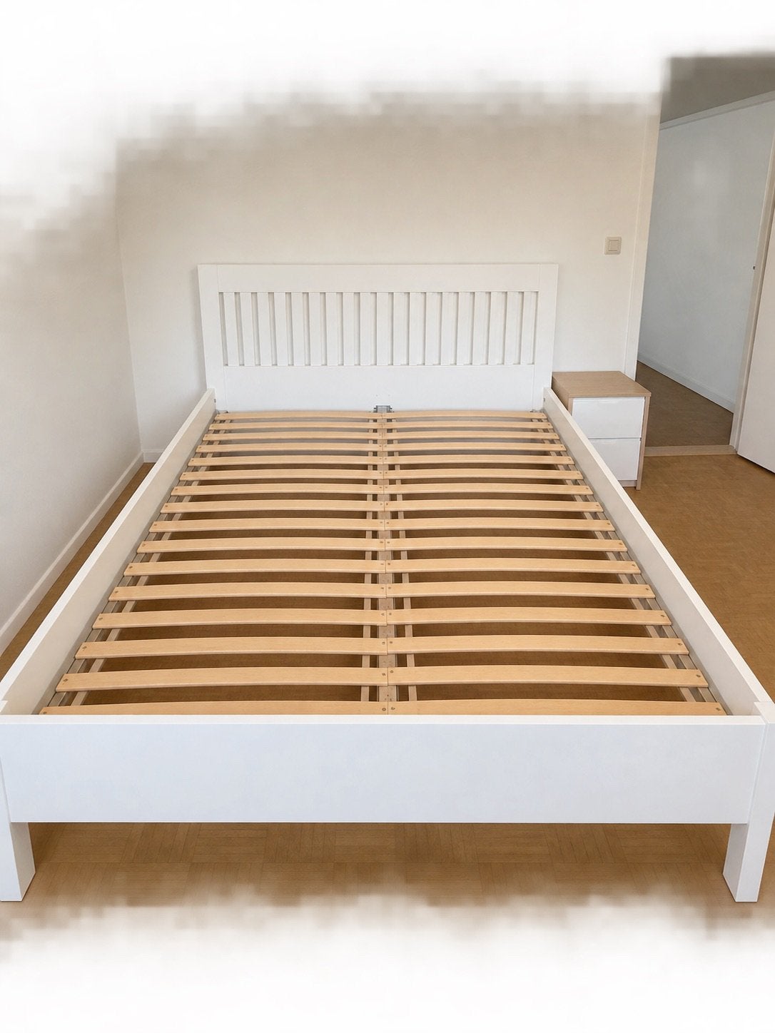 IKEA BED + MATRAS 160x200, Ophalen, Wit, Tweepersoons, Zo goed als nieuw