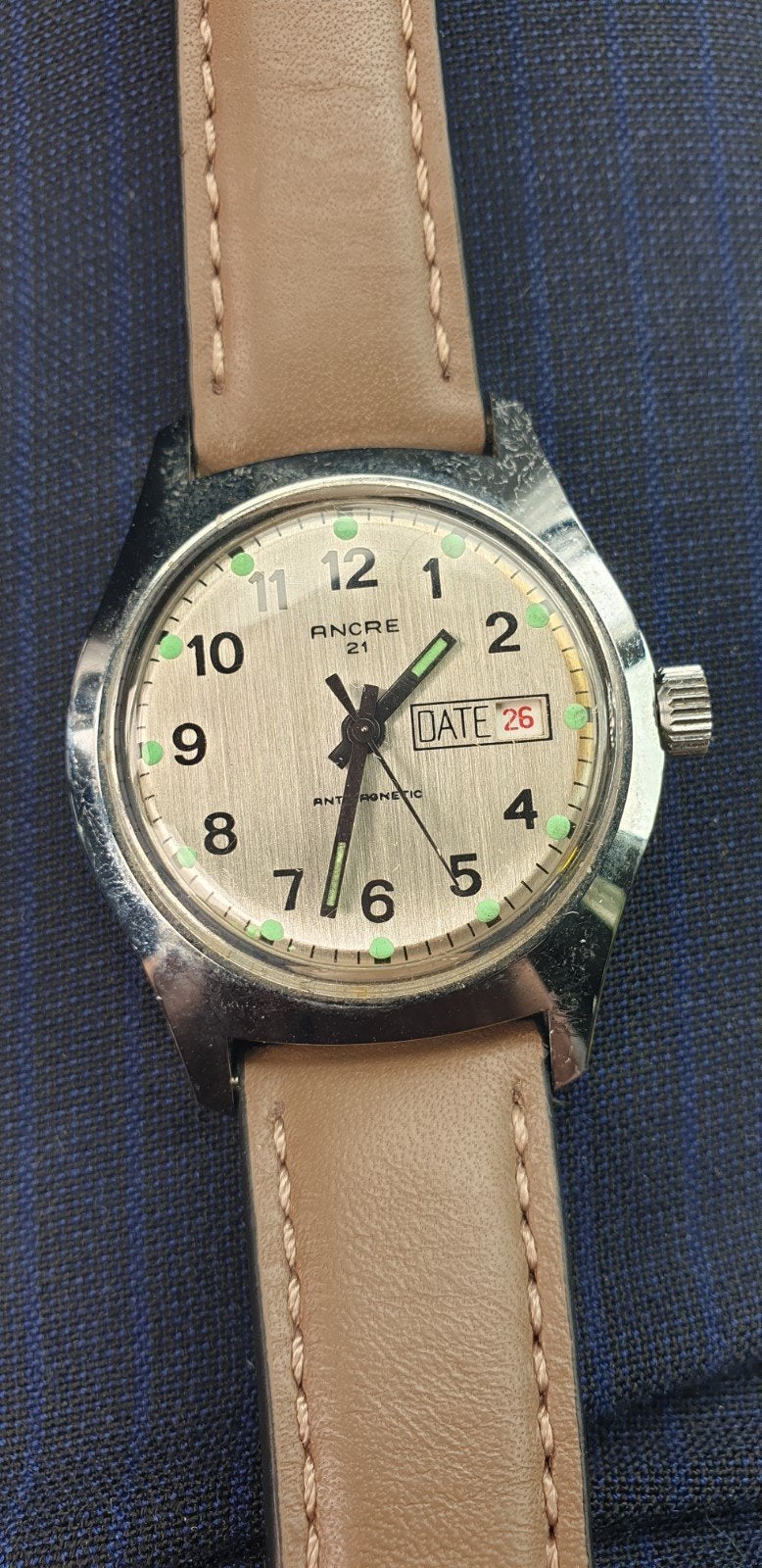 belle montre ancienne pour homme ancre rebobinable, Bijoux, Sacs & Beauté, Montre-bracelet, Autres marques, 1930 à 1960, Enlèvement ou Envoi