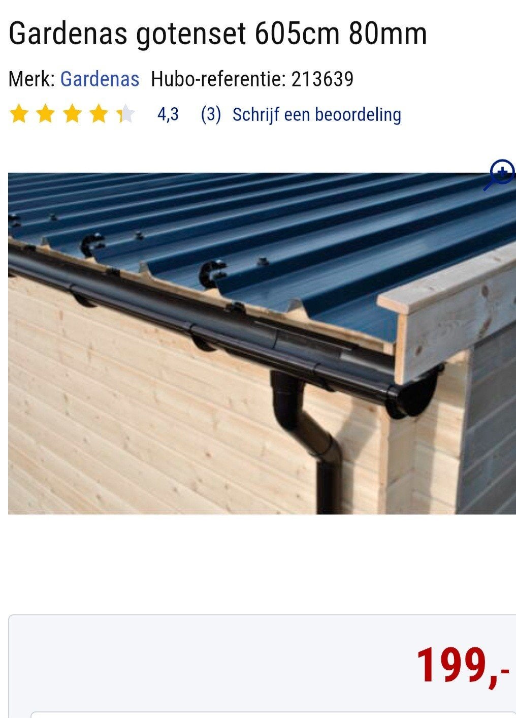 Set de gouttières Gardenas 605 cm 80 mm, Enlèvement