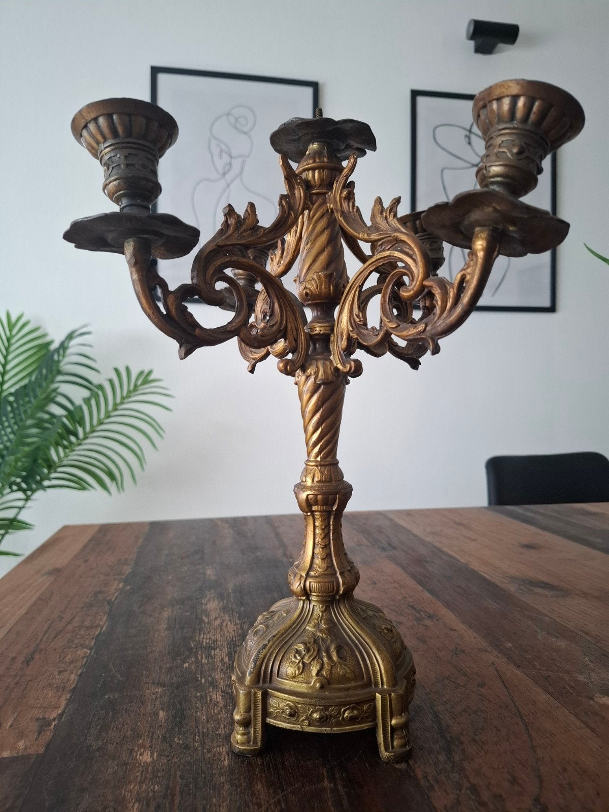 Bougeoir Antiquité très lourd, Enlèvement, Cuivre ou Bronze