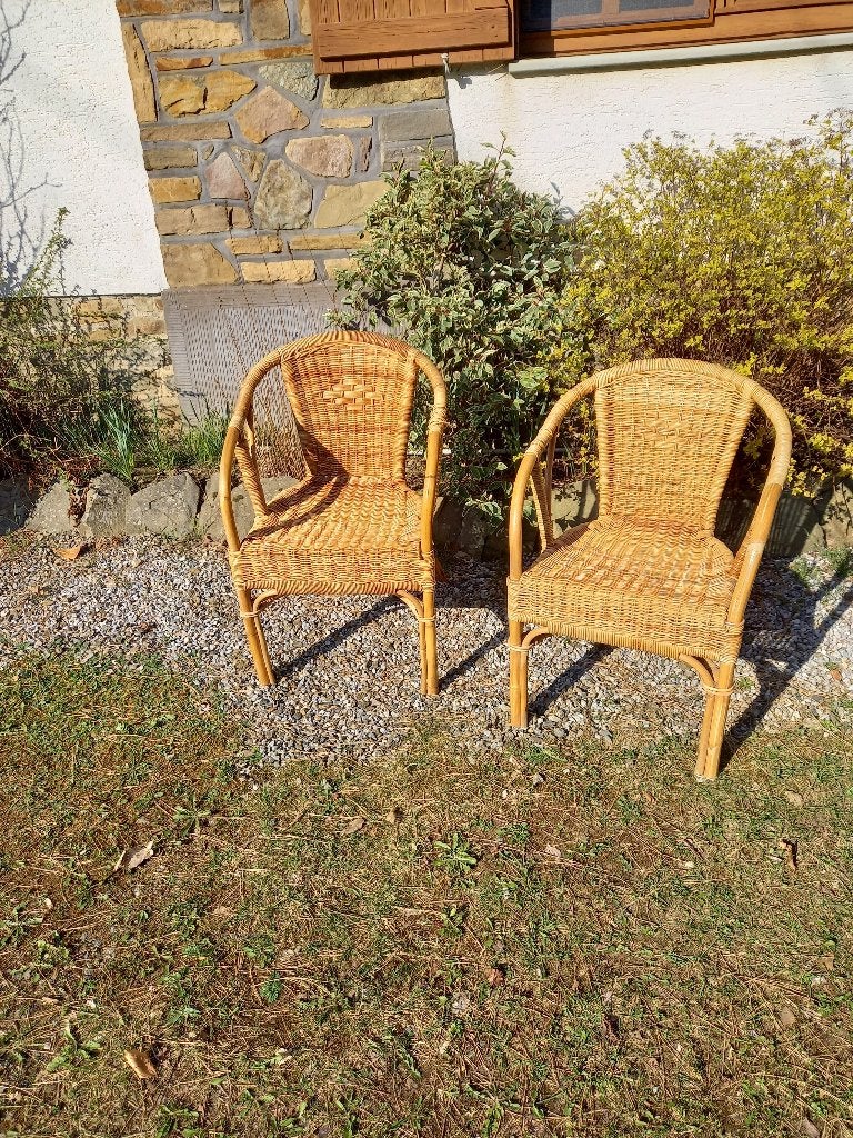 2 mooie rieten stoelen, Tuin en Terras, Ophalen, Gebruikt, Rotan
