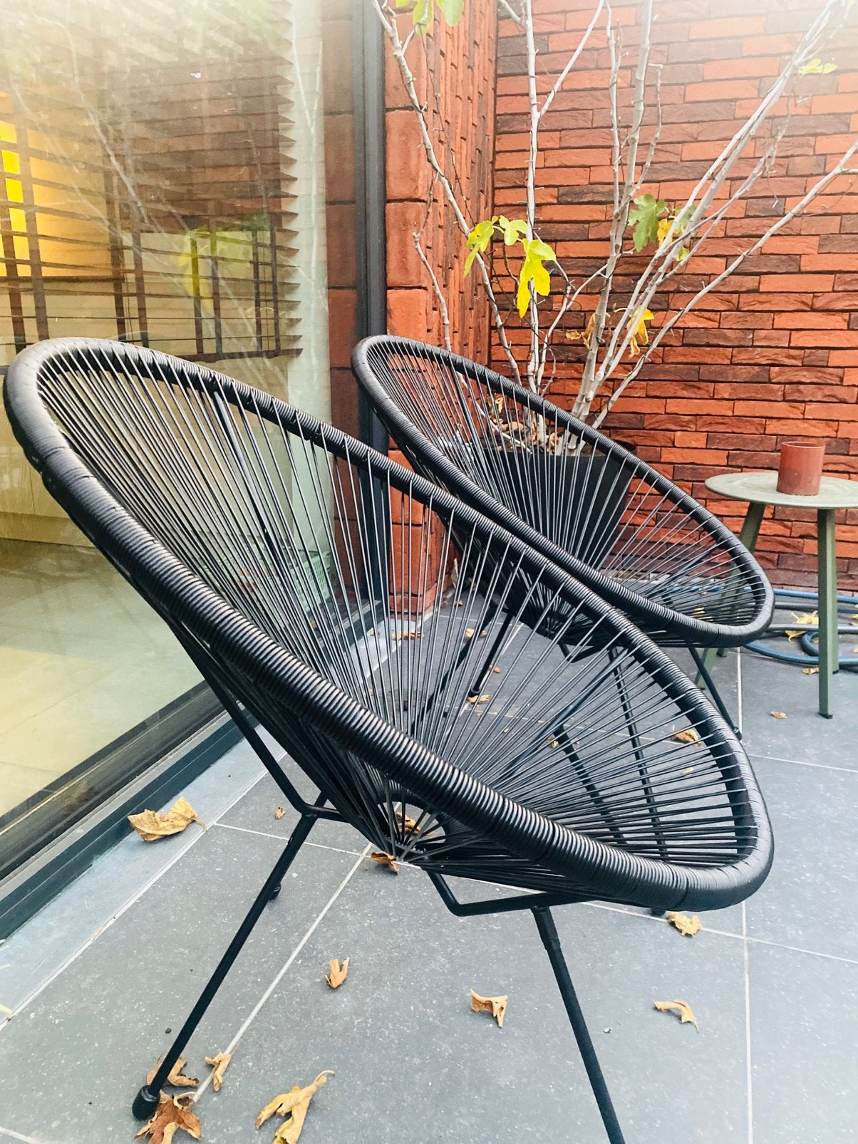 Set van twee zitstoelen zwart-erg goede staat/acapulco stijl, Enlèvement, Comme neuf