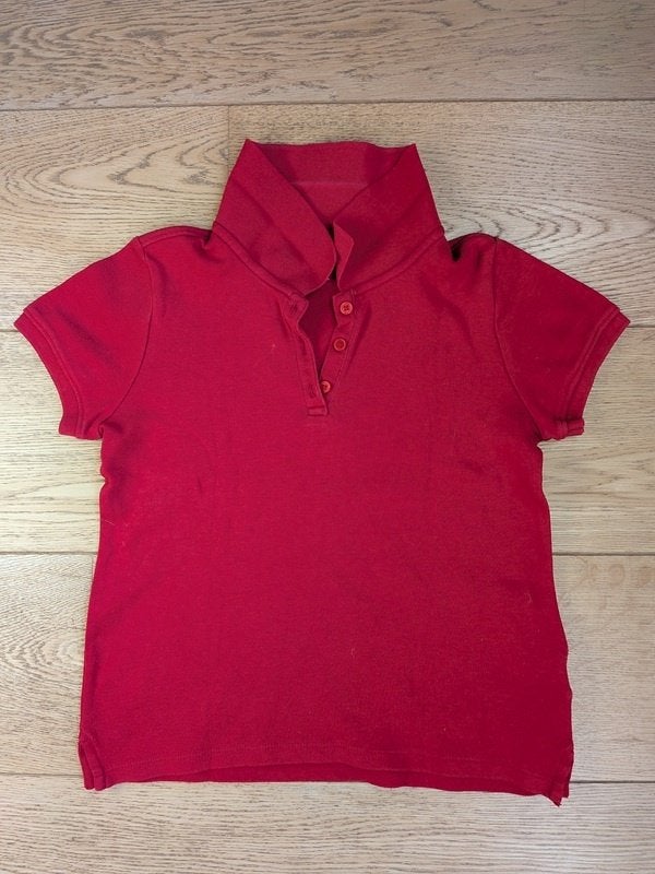 t-shirt polo rouge fille - taille 128 (8 ans), Kinderen en Baby's, Kinderkleding | Maat 128, Ophalen, Gebruikt, Meisje