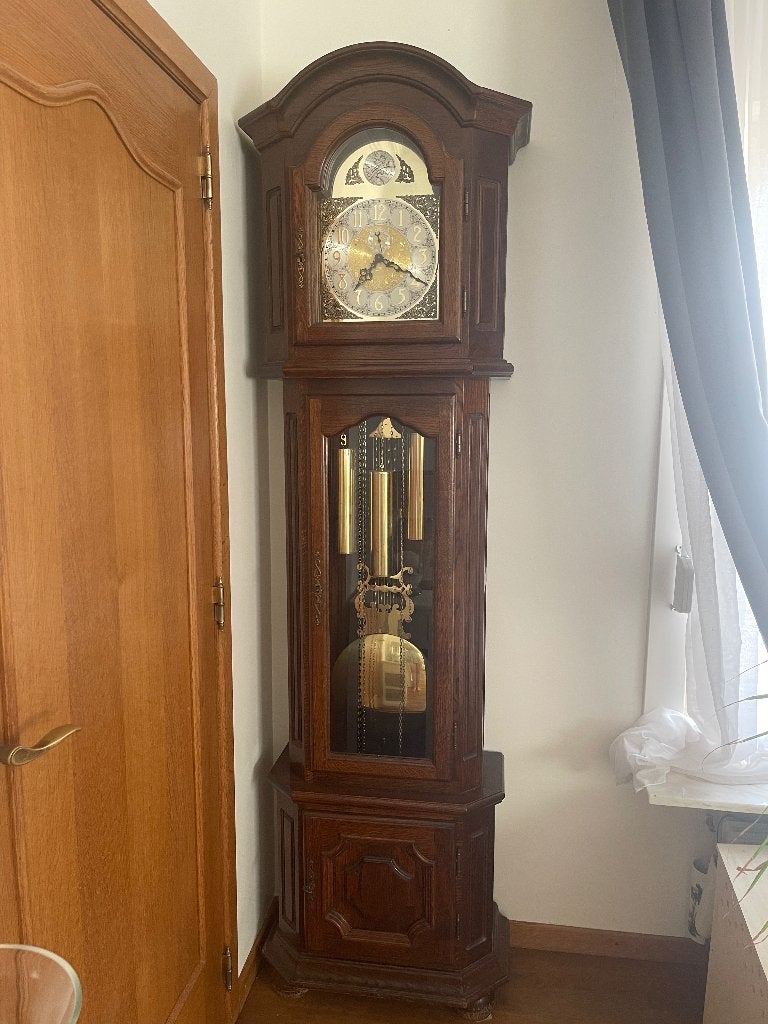 Belle horloge de parquet en chêne massif - Tempus Fugit, Enlèvement