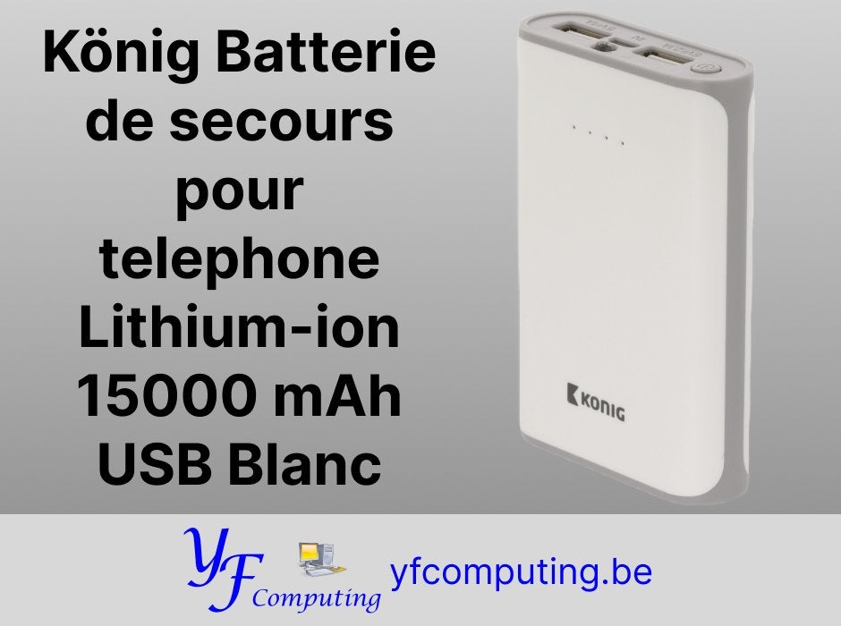 Power Bank König 15000 mAh USB – Batterie externe, Télécoms, Batteries externes, Neuf, Enlèvement ou Envoi