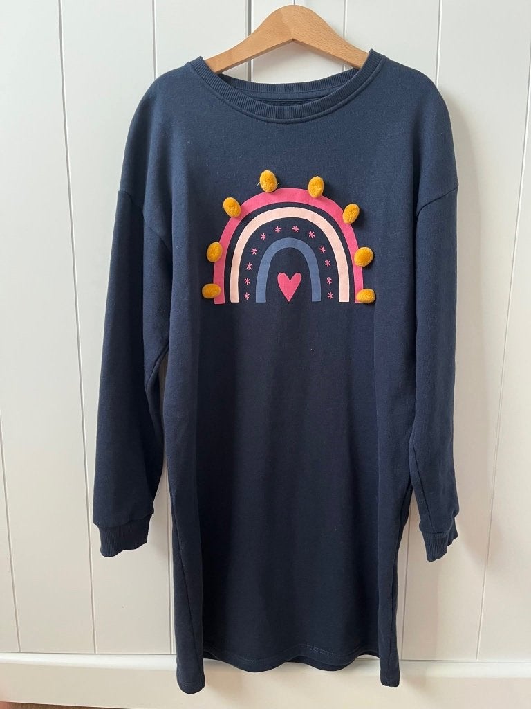 Robe bleu marine avec arc-en-ciel LA REDOUTE taille 140, Enlèvement ou Envoi, La Redoute, Fille, Robe ou Jupe
