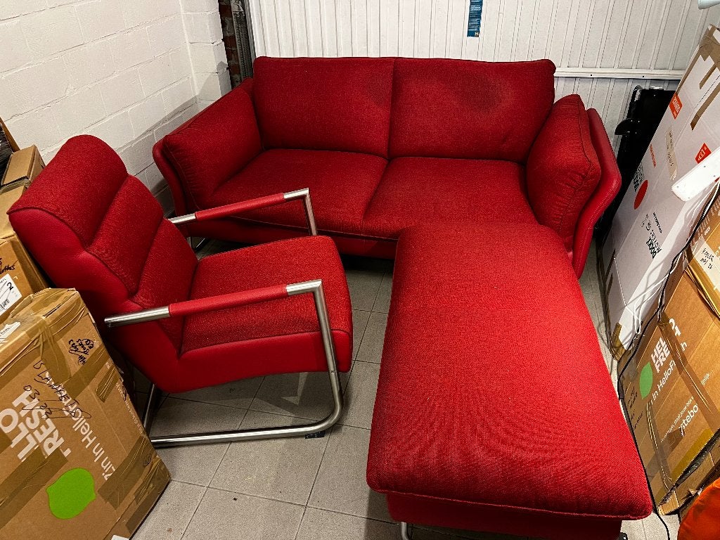 Ensemble salon Xooon — canapé + fauteuil + pouf | €175, Maison & Meubles, Canapés | Coins salons complets, Enlèvement ou Envoi