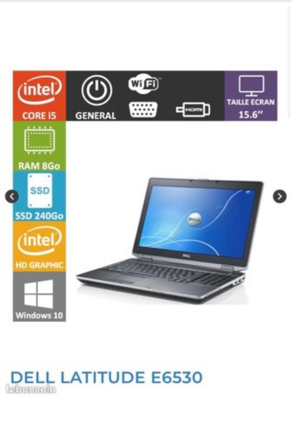 PC PORTABLE DELL LATITUDE E6530 avec chargeur, Informatique & Logiciels, Enlèvement