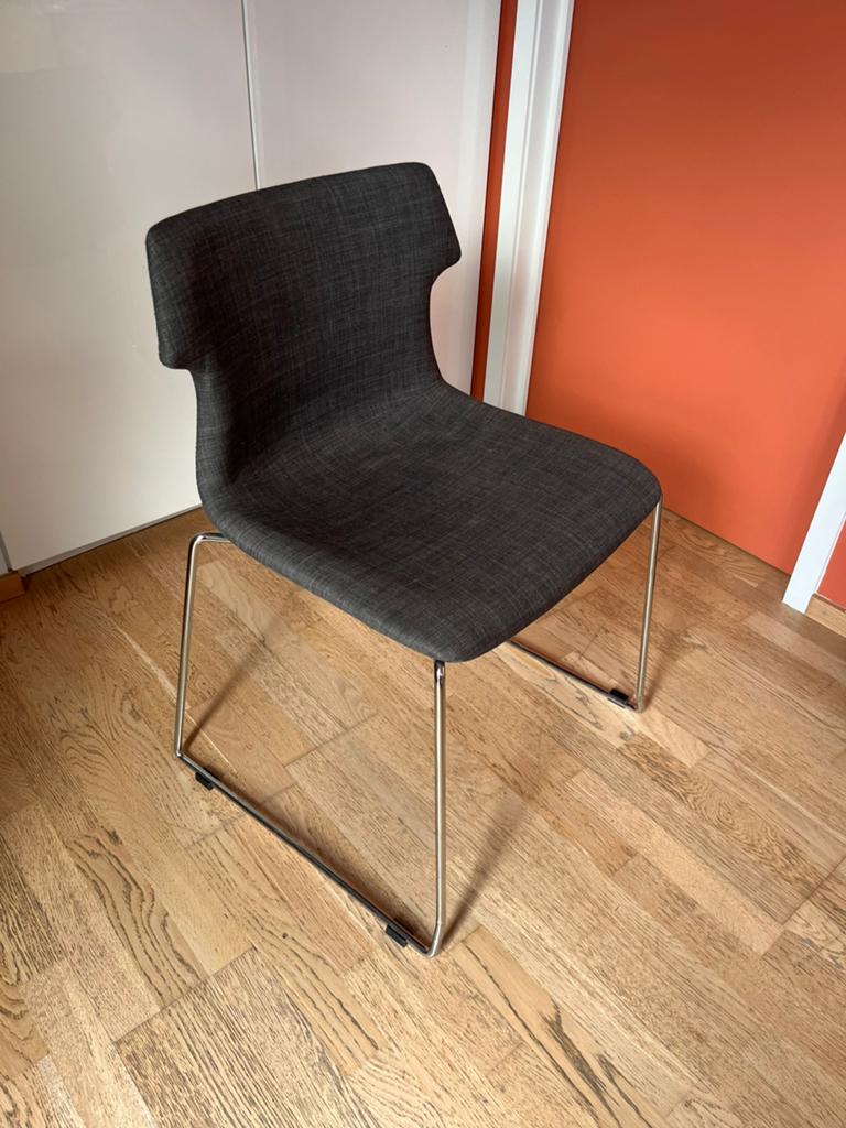 6 chaises salle à manger design, Tissus, Gris, Contemporain, Enlèvement