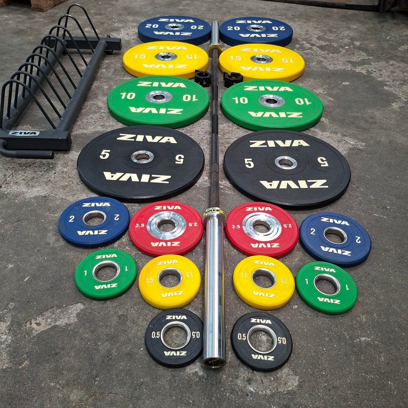 Ziva Urethane Competition Bumper Plates Set Compleet, Sports & Fitness, Enlèvement
