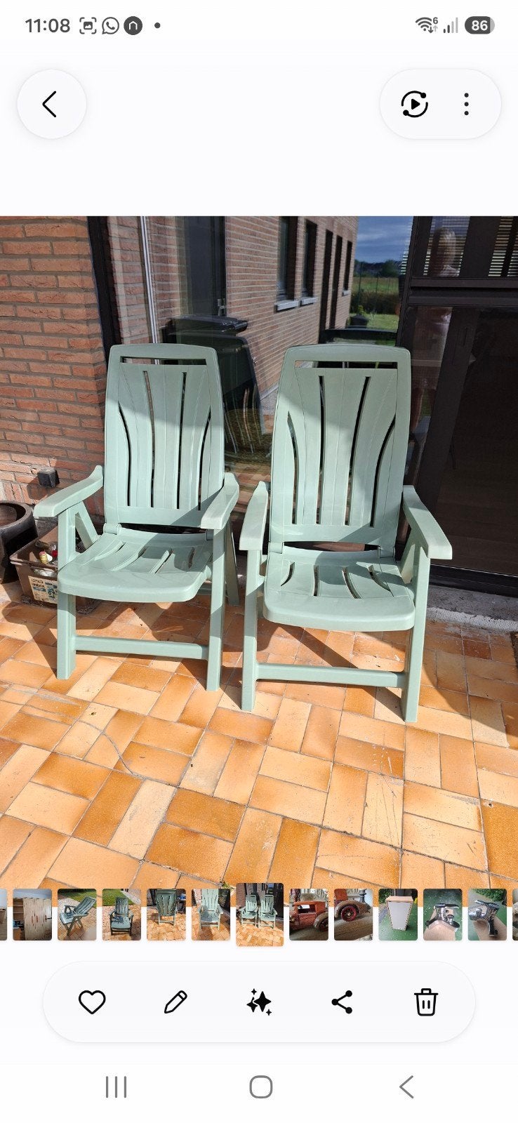 2verstelbare  tuinstoelen, zeer goede staat, 2kussens, Enlèvement, Comme neuf