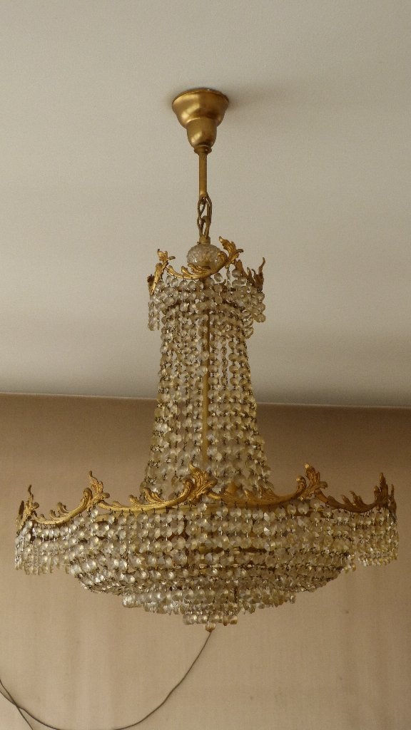 Lustre sans branches, Maison & Meubles, Enlèvement, Utilisé, Verre, E14 (petit)