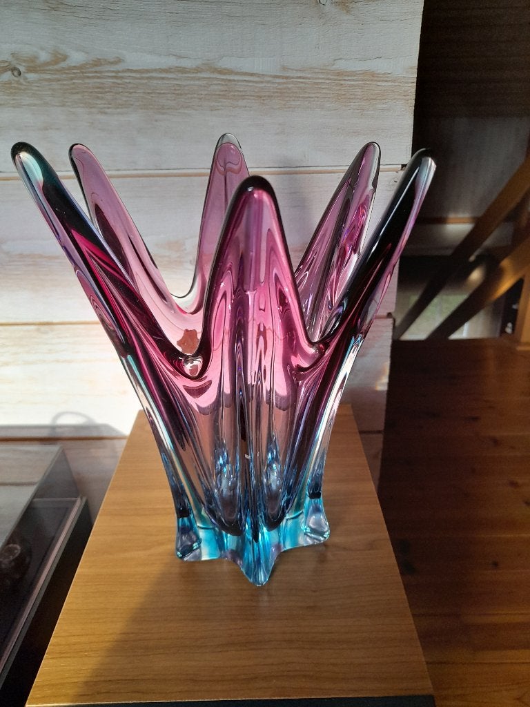 Vintage vaas in gekleurd glas, Antiek en Kunst, Ophalen