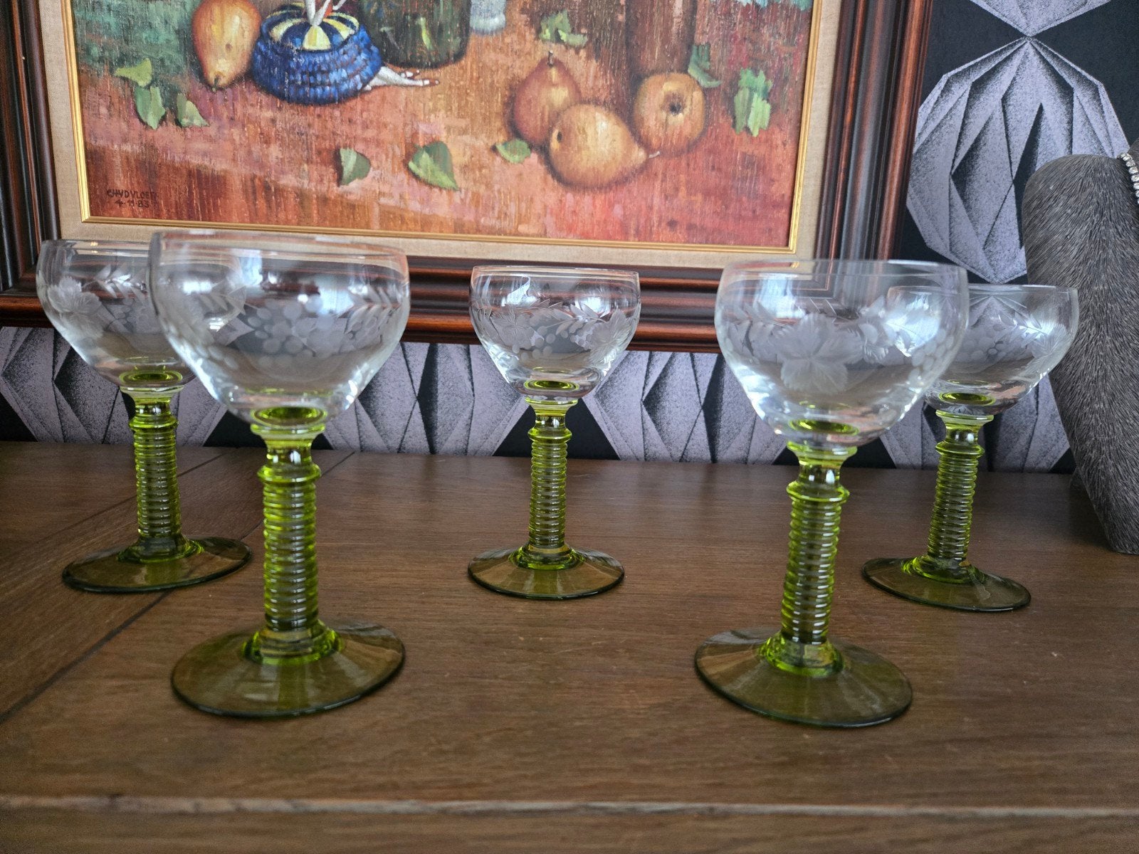 Cinq verres à vin blanc vintage anno 60 en parfait état, Enlèvement ou Envoi
