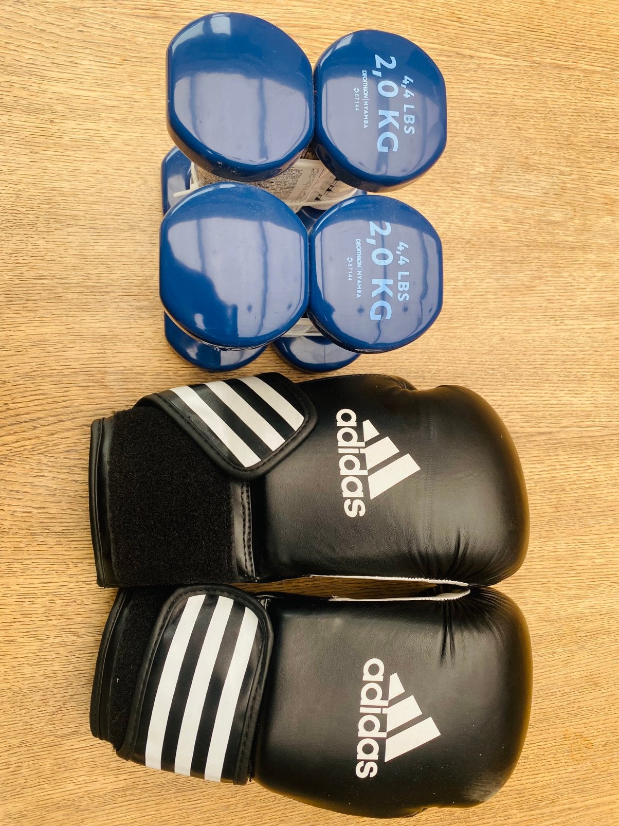 Bokshandschoenen en gewichten, Sport en Fitness, Ophalen, Zo goed als nieuw