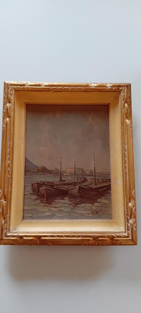Oud schilderij, de Maas., Ophalen of Verzenden