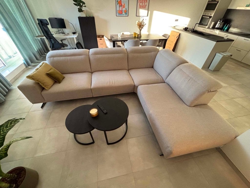 Moderne stoffen hoekzetel te koop, 150 cm ou plus, Quatre personnes ou plus, Comme neuf, Enlèvement