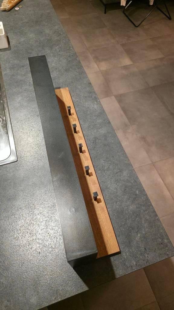 Moderne Kapstok Zwart Staal & Hout - 75 cm, Ophalen, Zo goed als nieuw, Metaal, Wandkapstok