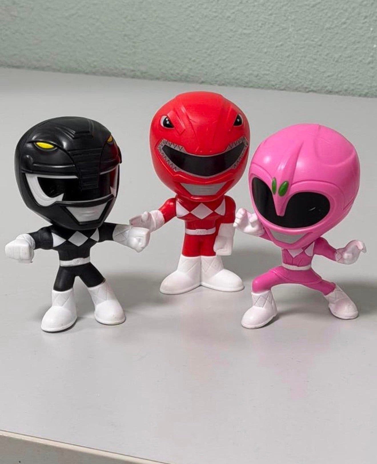 Set de 3 figurines Power Rangers Burger King, rouge, rose,, Enlèvement ou Envoi, Comme neuf