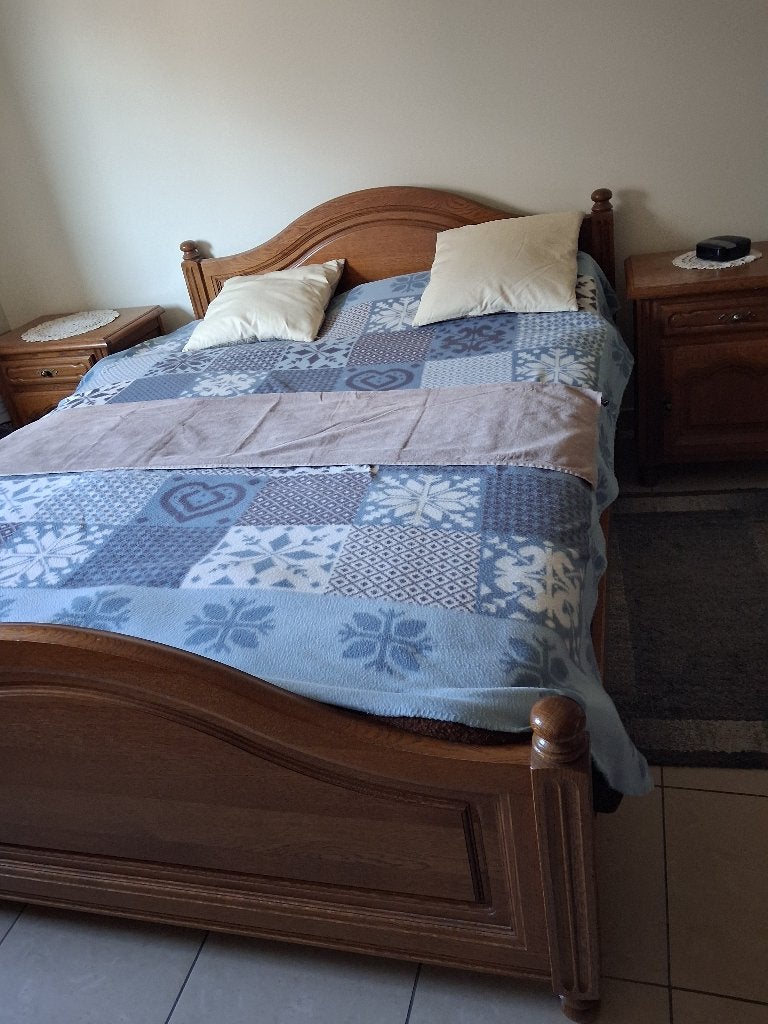 2 persoons bed 160+200cm +kastjes +dresoir, Ophalen, Verstelbaar, Bruin, Tweepersoons
