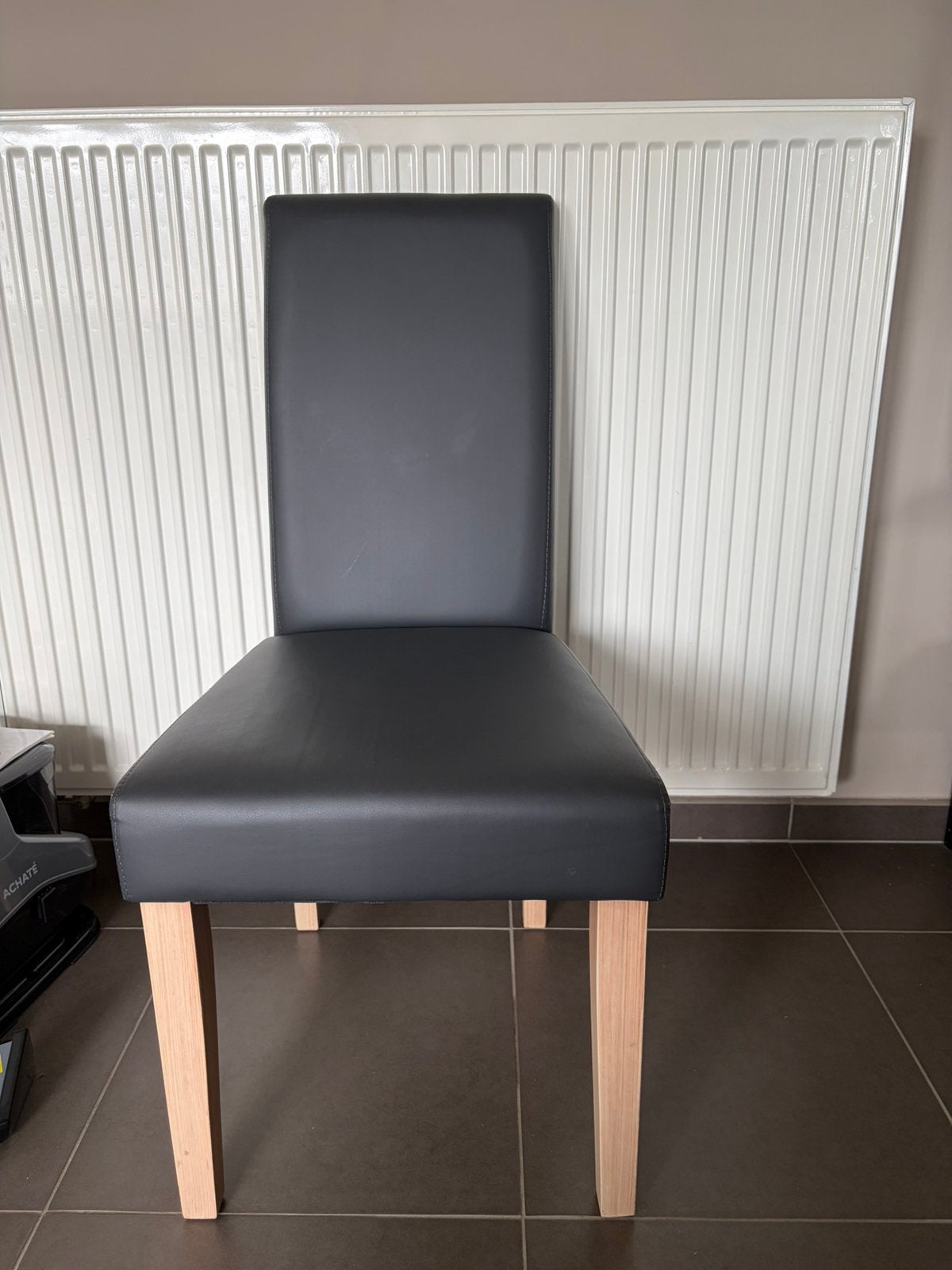 Stoel, Huis en Inrichting, Ophalen, Gebruikt, Grijs, Leer