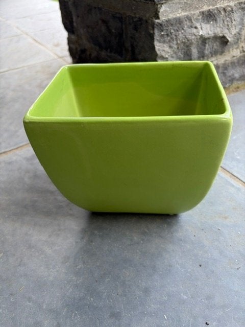 Appelgroene plantenpot voor bloemendecoratie, Ophalen, Aardewerk of Porselein, Zo goed als nieuw, Minder dan 50 cm