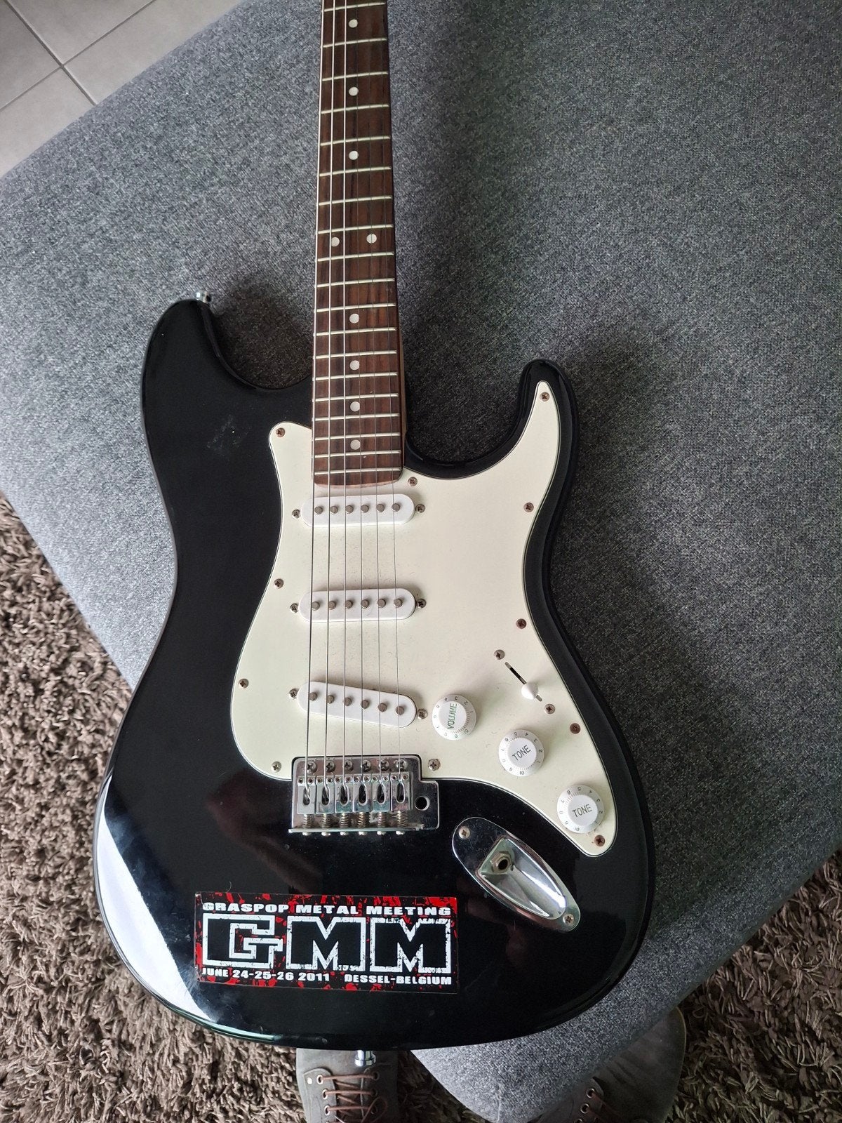 electrische gitaar zwart c.giant zeer goede staat, Muziek en Instrumenten, Ophalen of Verzenden