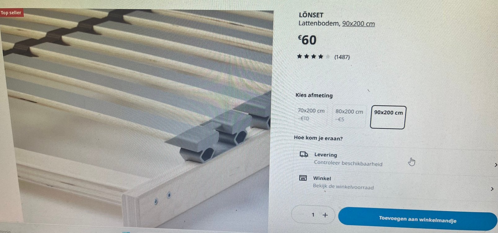 Lattenbodem ikea 90x200 cm, Huis en Inrichting, Ophalen, 90 cm, Eenpersoons, Nieuw