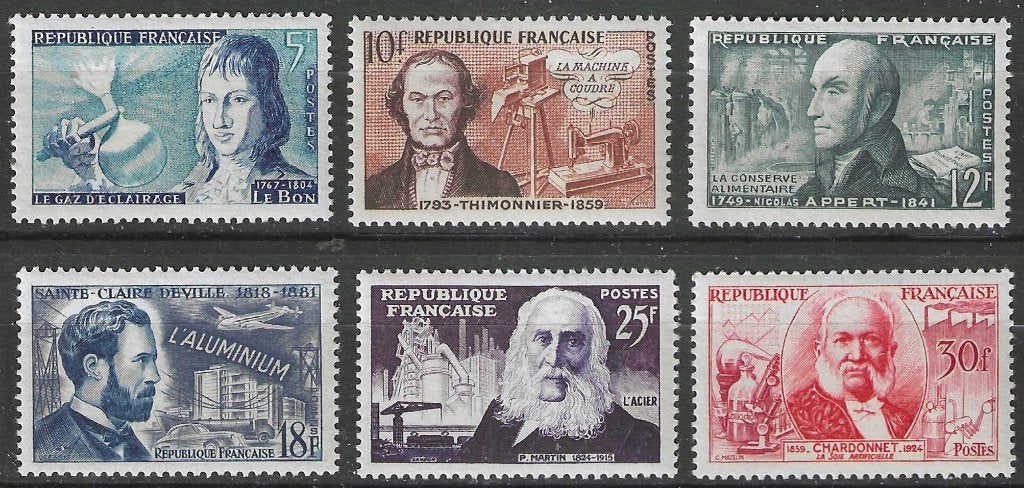 Frankrijk 1955 - Yvert 1012-1017 - Uitvinders (PF), Verzenden, Postfris