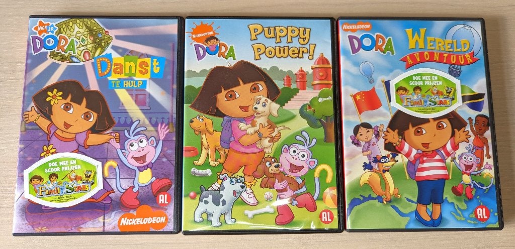 3 educatieve DVD's van Dora, Cd's en Dvd's, Dvd's | Kinderen en Jeugd, Alle leeftijden, Ophalen of Verzenden, Educatief