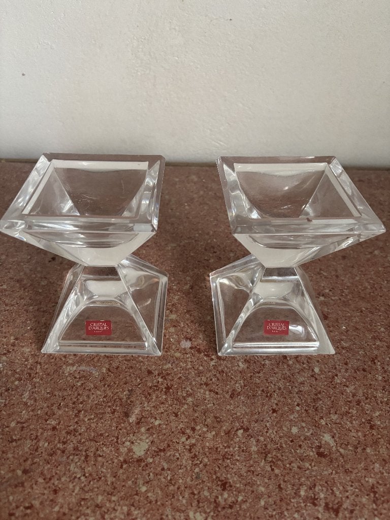Bougeoires en cristal d'Arques, Maison & Meubles, Enlèvement, Comme neuf, Autres matériaux, Bougeoir pour bougie chauffe-plat
