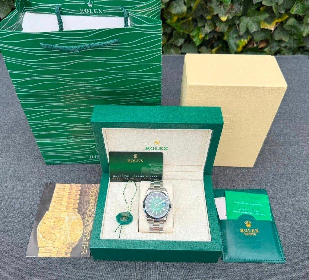 Montre homme Rolex datejust Green 41 mm, Enlèvement ou Envoi, Acier, Acier, Rolex