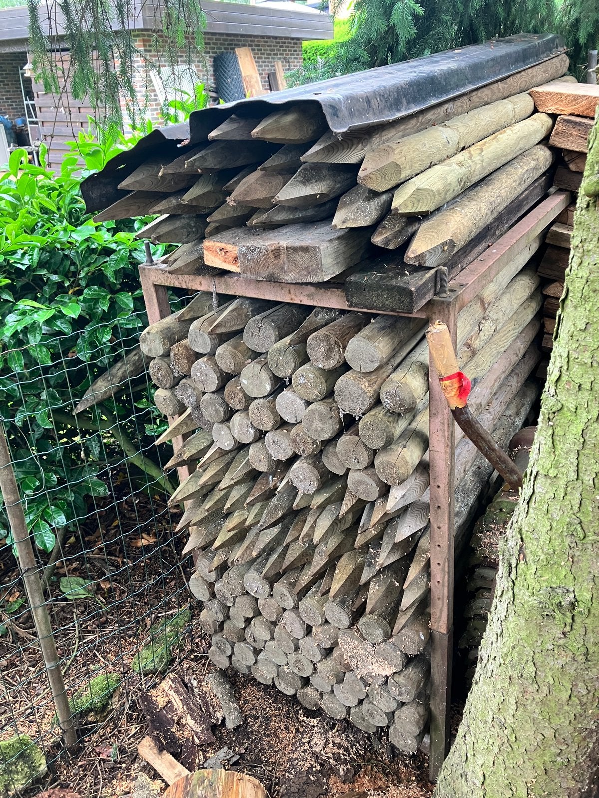 Nieuwe houten palen Ø8cm lengte 180cm, Jardin & Terrasse, Poteaux, Poutres & Planches, Comme neuf, Poteaux, 180 à 250 cm, Enlèvement