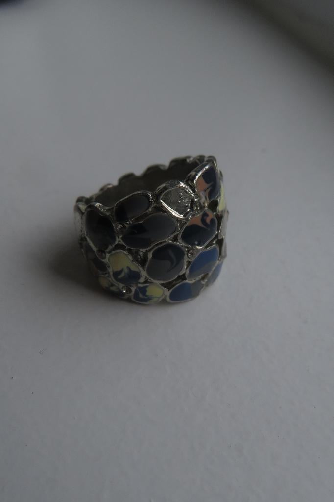 Bague effet marbré bleu, Handtassen en Accessoires, Ringen, Ophalen, Overige materialen, Gebruikt, Blauw