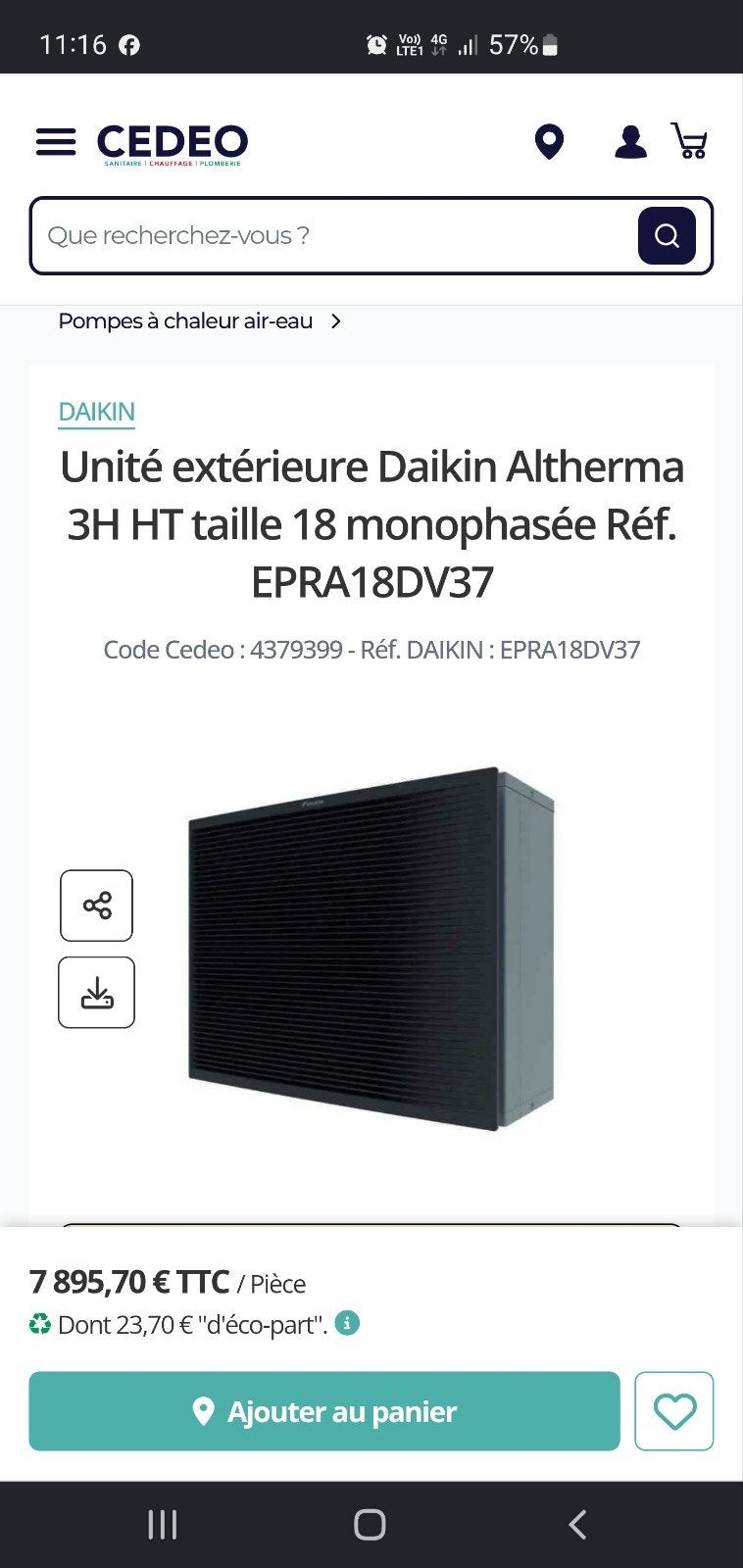 Daikin 18kw nieuwe warmtepomp