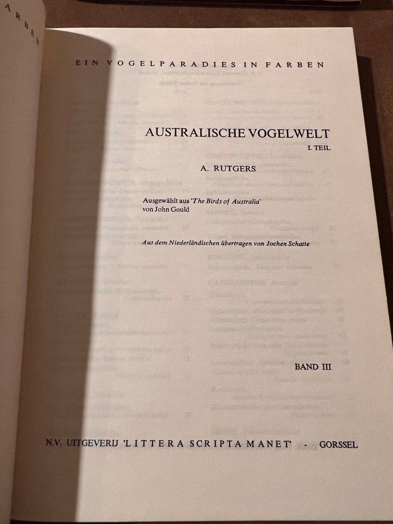 Australian Bird World - Rugers A. 2 livres, Livres, Animaux & Animaux domestiques, Enlèvement ou Envoi, Comme neuf, Oiseaux, Rugers A.