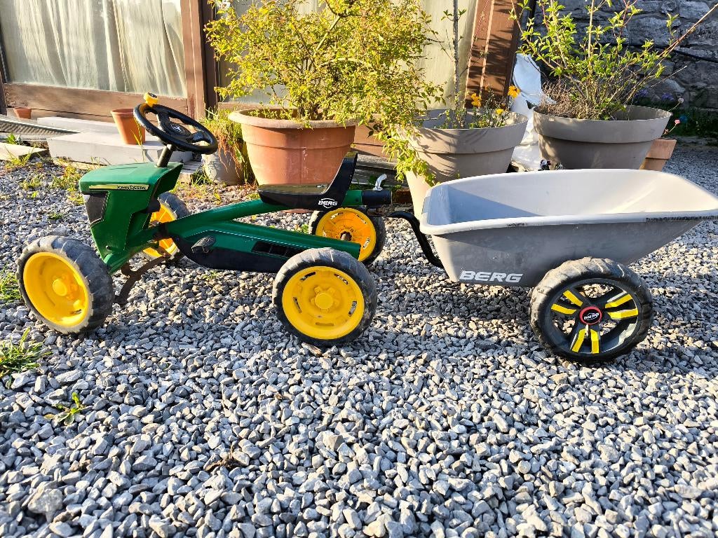 Kart à pédales tracteur et remorque John Deere marque Berg, Ophalen, Gebruikt, Berg