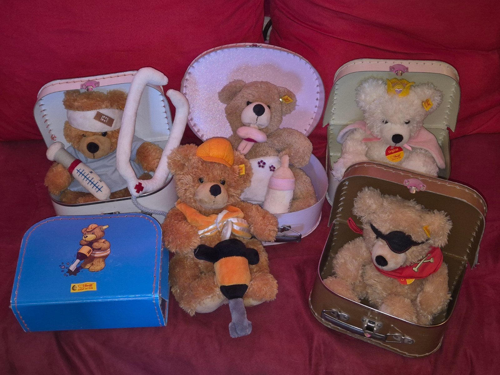 STEIFF Lot de 5 valises, Enlèvement ou Envoi, Comme neuf, Ours en tissus, Steiff