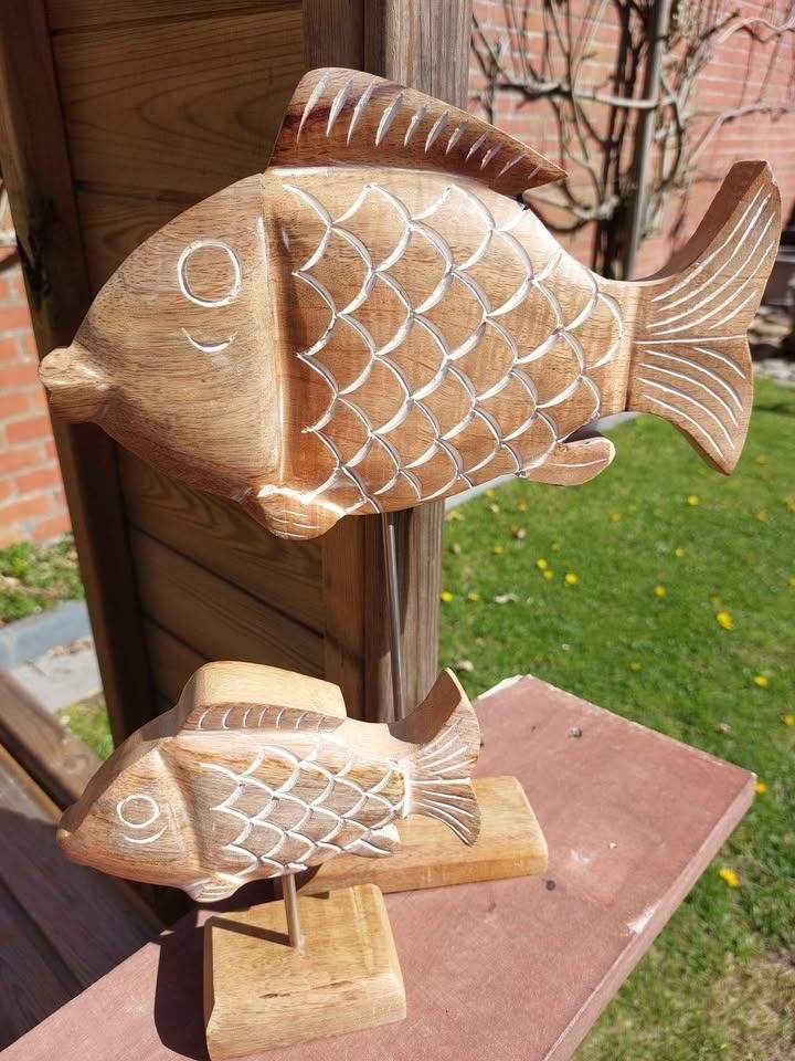 Set van 2 houten decoratievissen, Maison & Meubles, Accessoires pour la Maison | Autre, Utilisé, Bois, Brun, Enlèvement