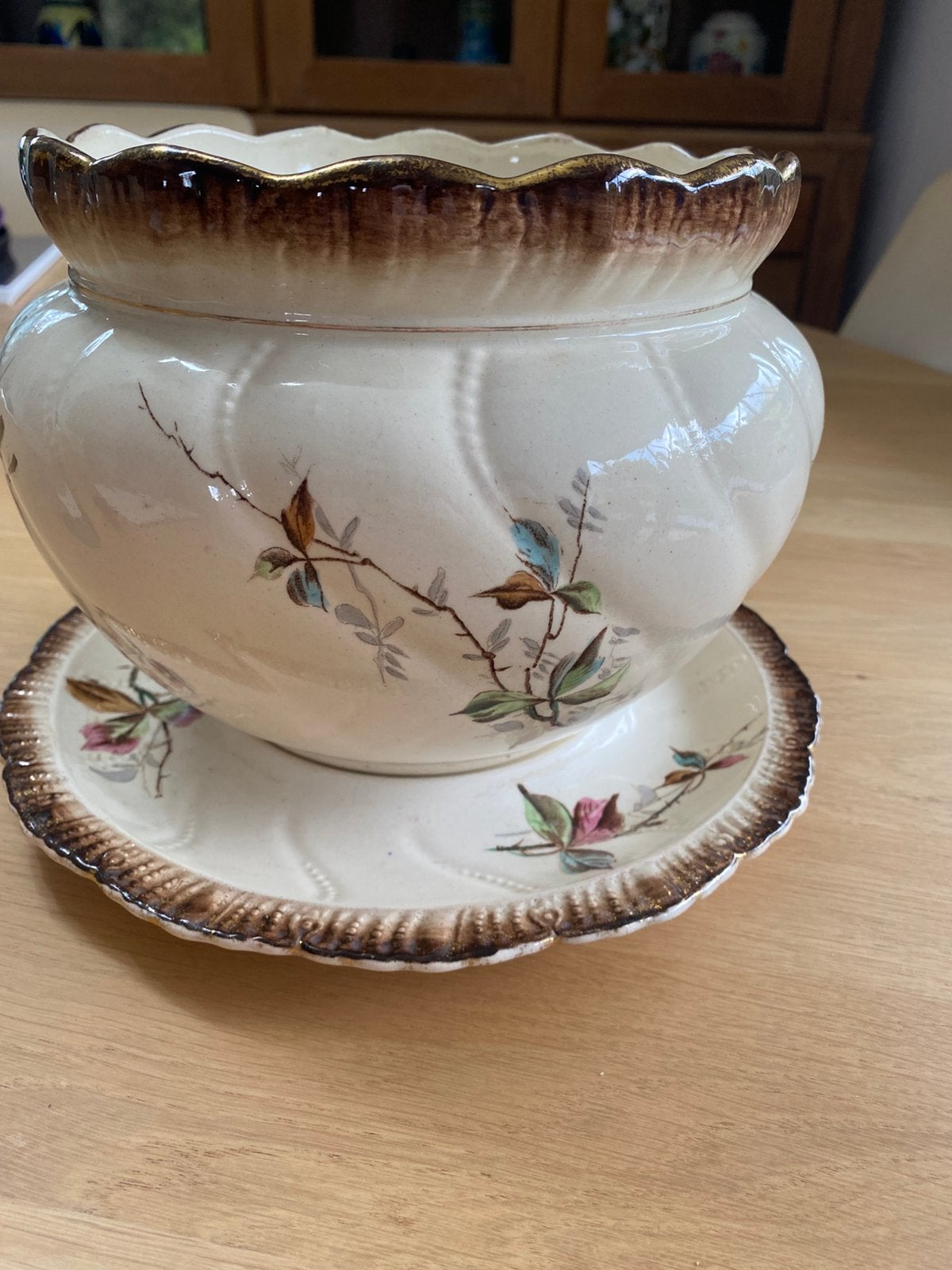 Art Nouveau cachepot met bord, Antiek en Kunst, Ophalen of Verzenden