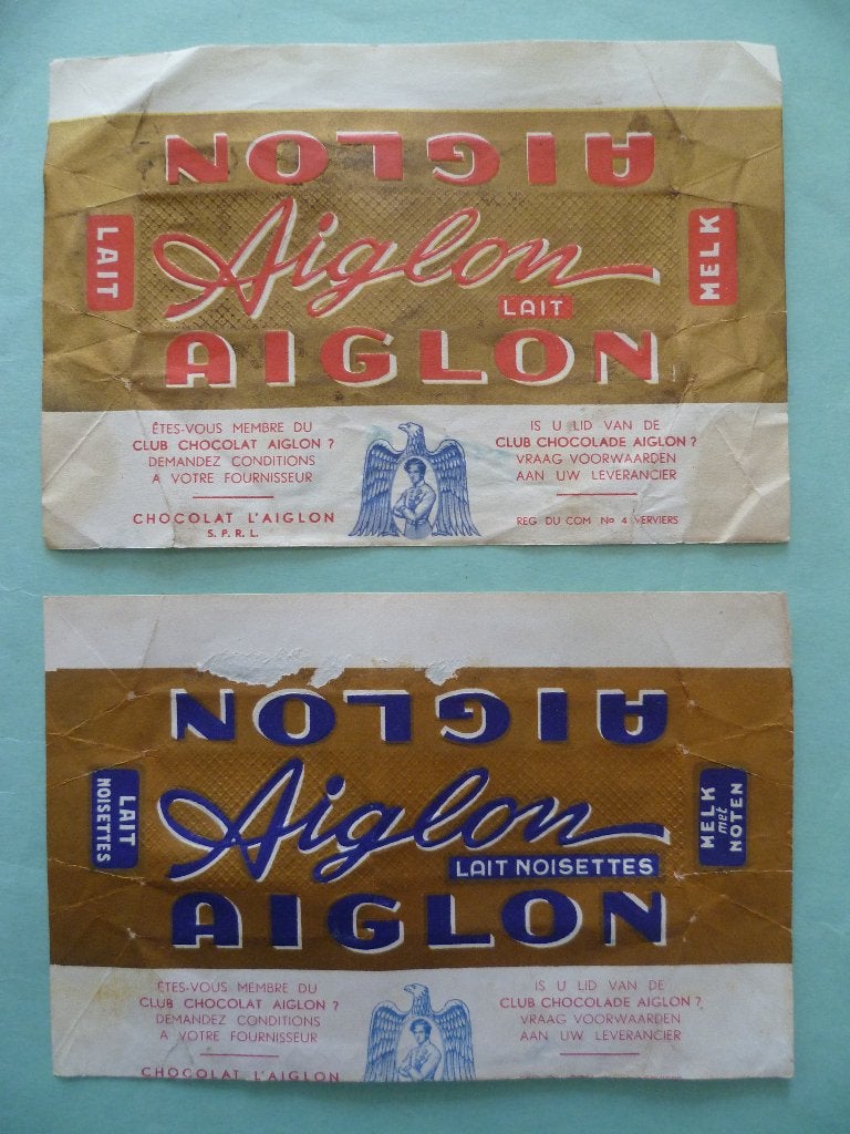Chocolade Aiglon chocolat emballage wikkels omslagen Melk X2, Enlèvement ou Envoi, Utilisé