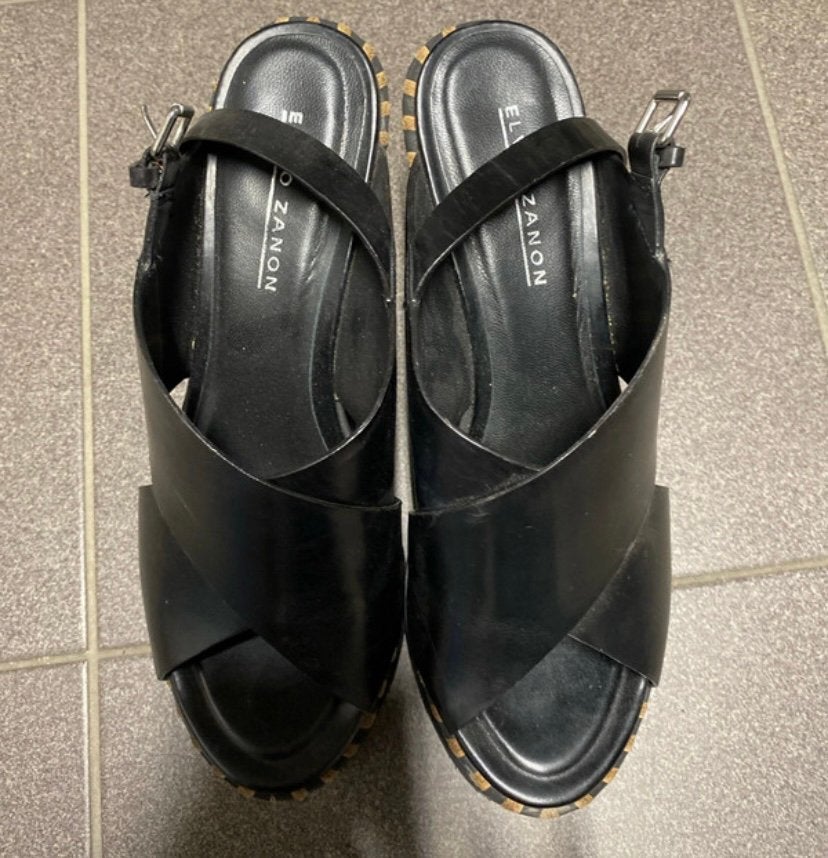 Sandales Elvio Zanon taille 38, Enlèvement ou Envoi, Comme neuf, Noir