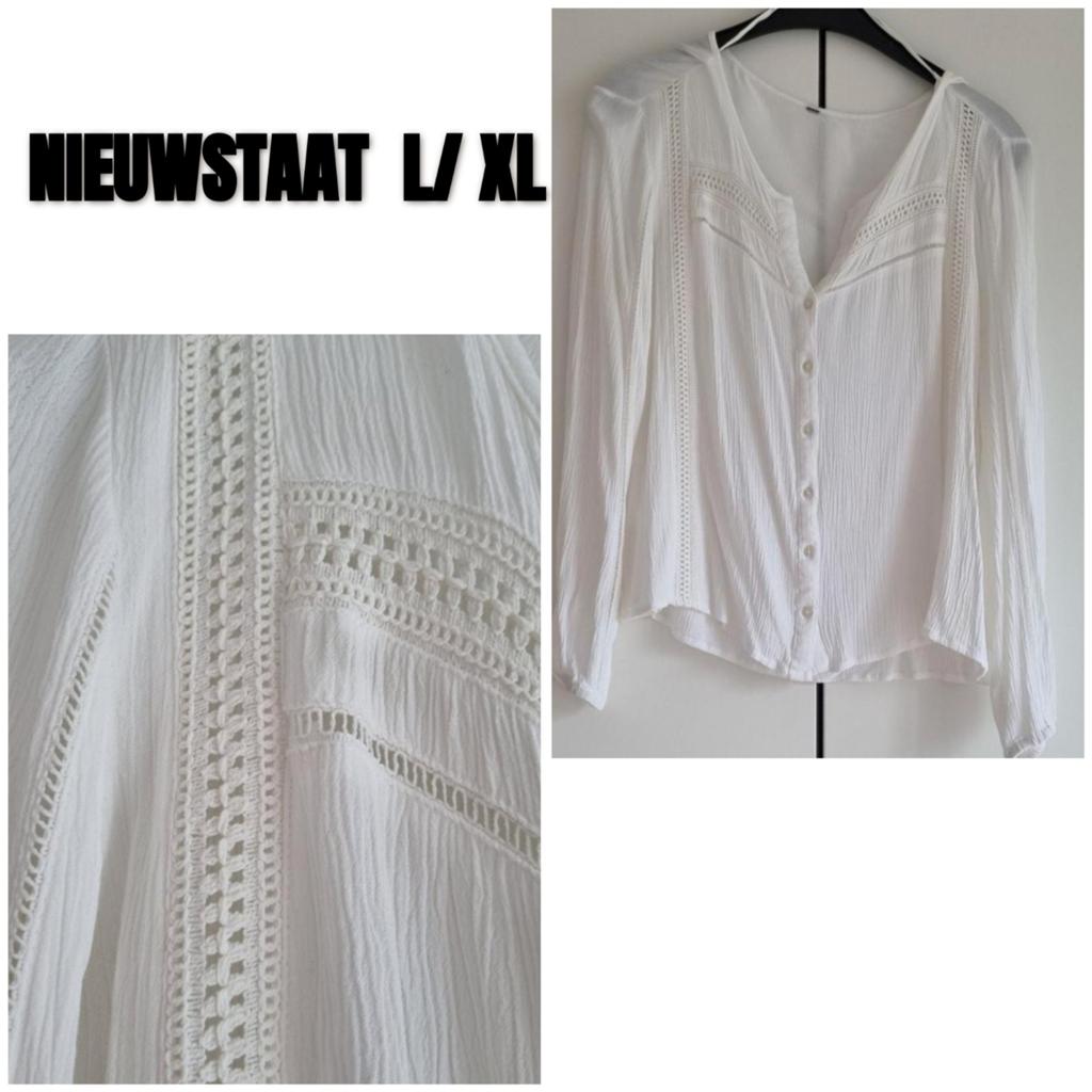 Witte bloes Nieuwstaat L/ XL, Kleding | Dames, Blouses en Tunieken, Ophalen of Verzenden, Zo goed als nieuw