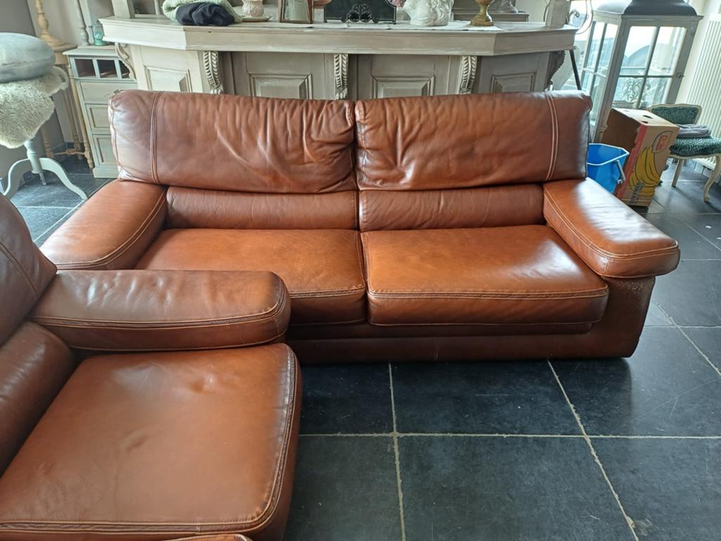 Gratis weg te geven comfortabel bufelleder salon 2m en 1,5 m, Ophalen