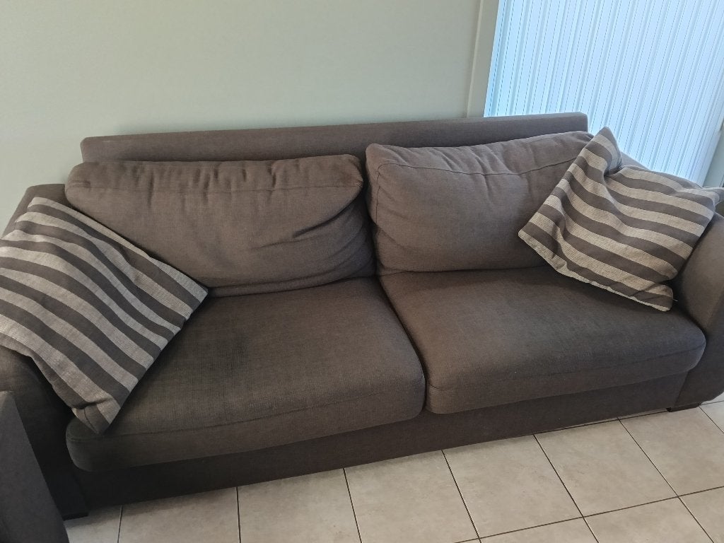 Zetel, 3 persoons, sierkussens, Ophalen, Gebruikt, Driepersoons, 75 tot 100 cm